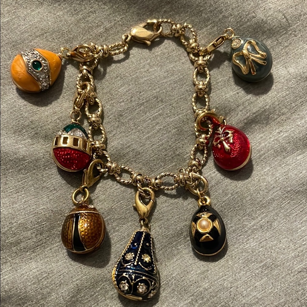 Gold filled Charm Bracelet with Colorful Egg Ornaments
